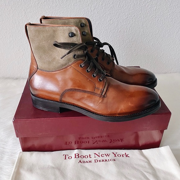 ✨New TO BOOT Abbott Tall Leather Lace Boots Cognac - Picture 2 of 8